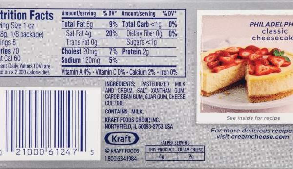 Cream cheese nutrition facts