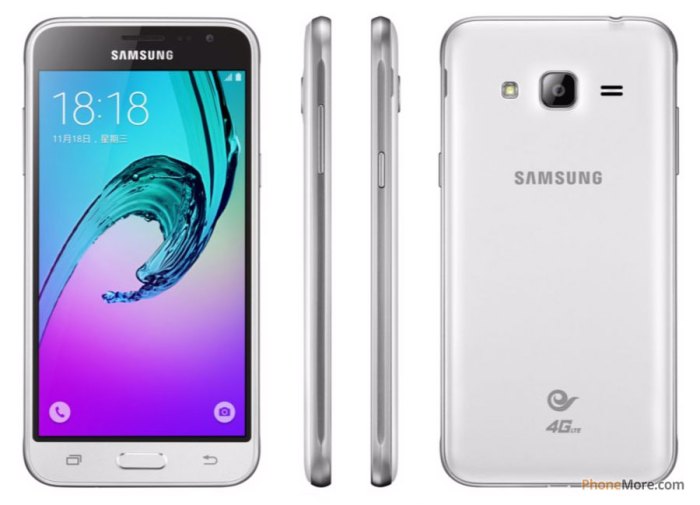 Samsung j3 white phone galaxy mobile android sm 8gb front back smartphone electrical deals unlocked