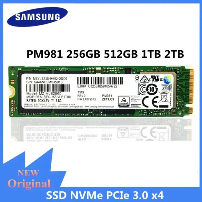 Pm981 nvme samsung 256gb specification